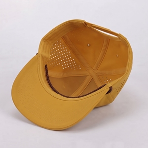 Casquette de golf unisexe jaune moutarde découpée au laser et perforée, avec visière tressée et cordon, ajustement réglable, décontractée, toutes saisons, 100 % polyester - Product Image 5