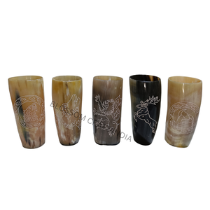 Cornes de boeuf en agate polie de haute qualité Prix économique Gravure d'animaux nautiques Artisanat décoratif Viking Shot Artisanat naturel - Product Image 1