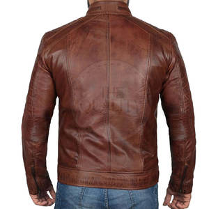 Chaqueta de cuero de invierno para hombre duradera a prueba de viento con logotipo frontal de cuello levantado diseño informal transpirable ecológico de alta calidad - Product Image 3