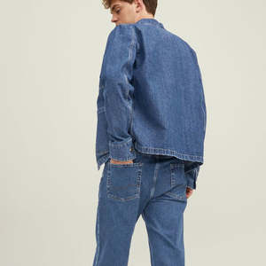 Chaqueta vaquera azul vintage Lavado desgastado para ropa de calle y looks Casuales - Product Image 6