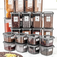Ensemble de 3 contenants à épices carrés écologiques Afossa, couvercles hermétiques, plastique moulé par injection, cuisine, garde-manger