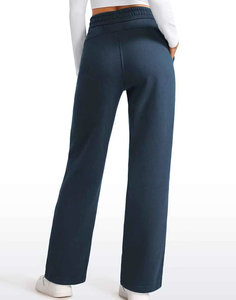 <b>Women</b> Mid Waist Regular Fit Straight Leg Winter Lace Flat Front <b>Fleece</b> Sweatpants Soft Comfortable Casual Streetwear <b>Trousers</b> - Product Image 2