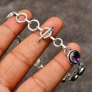 Handmade 925 Sterling Silver <b>Bracelet</b> with <b>Amethyst</b> Gemstone Elegant Everyday Jewelry for Mom and Her for Weddings and Parties - Product Image 4