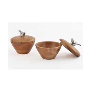 Cuenco de madera de Acacia decorativo de excelente calidad para boda Juego de 4 cuencos de servicio impresos en Color blanco digital - Product Image 6