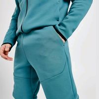 Setelan Training Pria Ukuran Besar Ramah Lingkungan, Bahan Fleece Teknologi, Bernapas, Tahan Angin, Cepat Kering, Motif Solid, Gaya Hip Hop, Hoodie Resleting Penuh