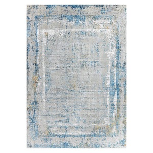 Tapis de salon en chenille gris argenté à motif design imprimé numériquement, lavable en machine, antidérapant - RUGS DEPOT LXDP-1023 (vente en gros) - Product Image 1