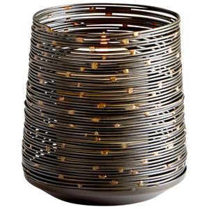 Soporte votivo de metal de alambre en espiral rústico con acabado de bronce envejecido para decoración de mesa - Product Image 1