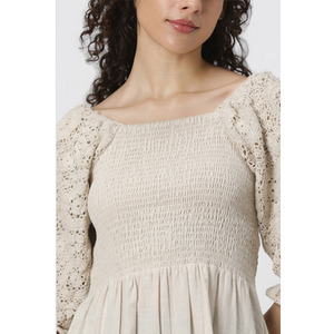 Indian Supplier Ladies Dress with Crochet Sleeves Comfortable Fit Casual Style Customizable OEM ODM Wholesale Manufacturing - Product Image 2