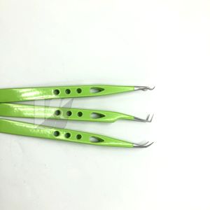Ensemble de pinces à cils vertes de précision en acier inoxydable OEM disponible outils d'extension de cils pointus vert Extension de cils classique - Product Image 5