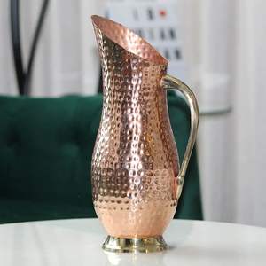 Pure Copper Water Jug with Lid - Hand Hammered Copper Pitcher for Ayurveda Health Benefits Copper Drinkware for Hotel & Home Use - Product Image 3