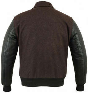 Veste de baseball universitaire pour hommes avec logo personnalisé, manches en cuir brodées, tissu en toile de laine - Product Image 2