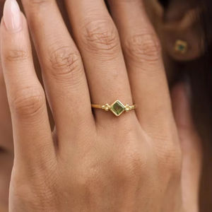 2025 Plata de Ley 925 de alto grado multicolor corte hexagonal 4mm peridoto mujer minimalista hecho a mano bisel ajuste rodio plateado - Product Image 1