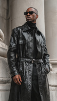 Manteau long en cuir véritable pour homme, tissu en laine, simple boutonnage, boutons en corne, 100% rembourrage en duvet, manteau écologique