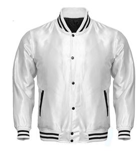 <b>Top</b> Quality Satin <b>Shiny</b> Fabric Cotton Rib Mens Streetwear Fashion Varsity Jacket Custom Embroidery Wholesale Jacket - Product Image 3