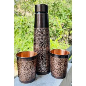 Best Selling Ayurvedic Pure Copper Water <b>Bottle</b> with Matching <b>Glass</b> <b>Drinking</b> Set with Leak-Proof for Home Office and School Use - Product Image 2