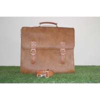 Tas Laptop/Tangan Kulit Sapi Asli Ukuran Besar 15-Inci, Lembut, Gaya Vintage/Messenger, Penutup Ritsleting, Tahan Air, Portabel untuk Kerja