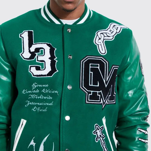 Varsity Jacket Veste universitaire personnalisée en laine et cuir véritable pour hommes Couleur et design personnalisés Veste universitaire respirante - Product Image 3