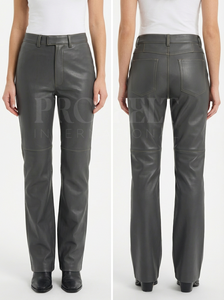 Winter Street Wear High Waist Sheep Leather Straight Leg <b>Pants</b> Burgundy Casual Fashion <b>Trousers</b> OEM ODM Customized Leather <b>Pants</b> - Product Image 6