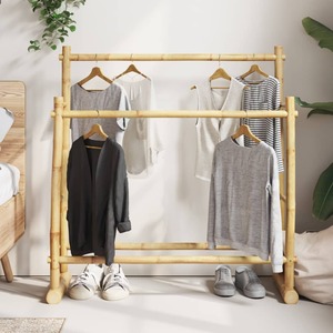 Porte-vêtements en gros supports en bambou présentoir de vêtements rails debout pour vêtements décor de magasin de détail commercial - Product Image 6