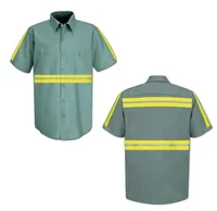 Vêtements de travail réfléchissants à manches courtes haute visibilité pour l'été, uniforme boutonné pour les gardiens, les mécaniciens, les pompiers, les agents de sécurité, les hommes