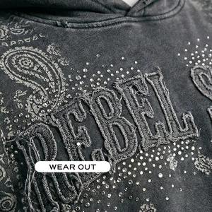 Sudadera con Capucha de Alta Calidad 100% Algodón para Hombre, Corte Holgado, Estampado Otoñal, Mangas Largas, Bordado con Pedrería, Última Moda, Logotipo Personalizado - Product Image 4