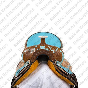 Sillines inglesas de alta calidad con logotipo ecuestre personalizado con cuero genuino, sillín de caballo occidental suave para una equitación cómoda - Product Image 5