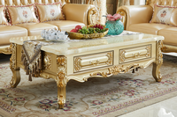 902 # Ensemble de canapés sectionnels en cuir véritable Golden Royal Cream, bois massif sculpté, style européen doré, meubles de salon