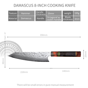 Vente en gros commandes en vrac personnalisées Service OEM ODM lame professionnelle japonaise à haute teneur en carbone couteau de chef de cuisine Damas lame fixe - Product Image 2