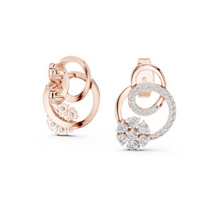 ต่างหูเพชรทรงหยดน้ำทรงกลมสีโรสโกลด์ 14K สำหรับผู้หญิง |   ชุดทำงาน |   เพชรที่เพาะเลี้ยงใหม่ - Product Image 6