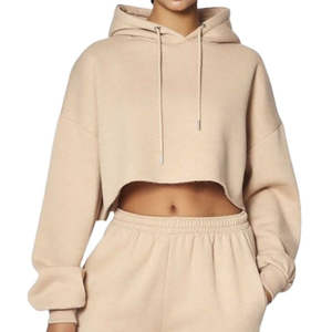 <b>Women</b> Custom Oversize Crop Drop Shoulder <b>Hoodie</b> Fashion Pullover Sweatshirt Street Style Factory Bulk Supply - Product Image 6