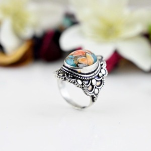 Boho Style 925 Sterling Silver <b>Turquoise</b> Gemstone <b>Ring</b> Jewelry Handmade Silver <b>Ring</b> Jewelry for Women Wedding Gift for Her - Product Image 4