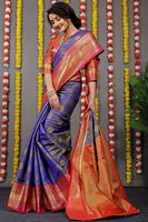Sarees de mariage pakistanais indien Sarees en soie pure indienne du sud Kanchipuram Handloom tissage Saree en soie