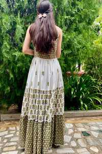 Robes maxi en coton confortables pour l'été et le printemps Décoration de boutons Tenue de soirée décontractée avec taille naturelle - Product Image 3