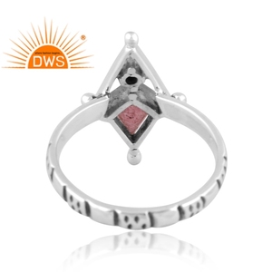 Best Selling Oxidized Sterling Silver Natural <b>Garnet</b> & Strawberry Quartz Gemstone Statement <b>Ring</b> Custom Jewelry For Women - Product Image 4