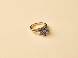 Elegant 925 Sterling Silver 14K Gold Plated Vintage Style Religious Flower Shaped Rotating Ruby Sapphire Ring Women Luxury IGI - Product Image 3