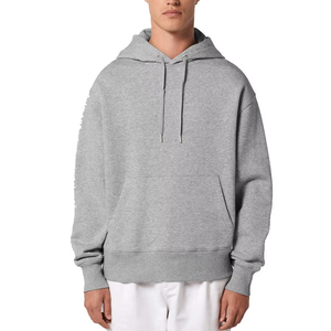 Sudadera con Capucha Gris para Hombre, Corte Holgado, Color Sólido, Informal, Tejida, Manga Larga, con Bolsillos, para Otoño - Product Image 6