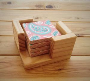 Posavasos de resina epoxi de madera de diseño único de plantas para café, té, bebida, taza de té redonda cuadrada personalizada de madera - Product Image 5