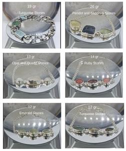 Pulsera de Plata de Ley 925 con Tres Piedras de Turquesa, Estilo Moderno Original, Joyería Fina Hecha a Mano, 19g - Product Image 2