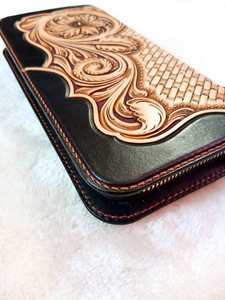 Famous Branded Genuine Cow Calf <b>Leather</b> <b>Small</b> Clutch <b>Purse</b> with Zipper Closure Waterproof Hand Engreving Design for Women - Product Image 4