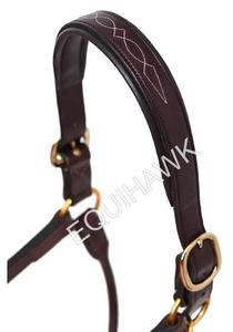 Accessoire de bride occidentale de style anglais de qualité supérieure licou de cheval en cuir souple avec raccords en laiton cousus fantaisie - Product Image 5