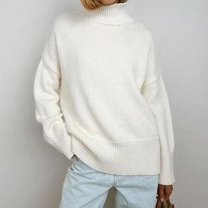 Sweater Half High Neck Sweater Autumn Winter <b>Women's</b> Commuting Solid Colour High Neck Knitted Pullover Sweaters - Product Image 3