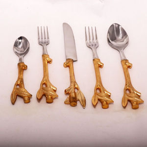 Juego de cubiertos de acero inoxidable de 5 piezas de diseño real con mango Chapado en cobre Juegos de cubiertos sostenibles Bodas Precio competitivo - Product Image 6