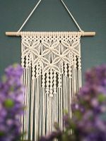 Tenture murale élégante Art Déco en macramé Motifs floraux complexes ressemblant à un portrait inspiré par la nature