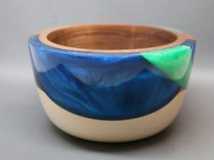 Cuenco de resina de madera hecho a mano, centro de mesa rústico moderno artístico, elegante hogar, cocina, declaración decorativa - Product Image 2