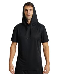 Mens Workout Hooded Shirts Short Sleeve Muscle Fit Gym Running T-Shirts Sweatshirt Hooded - Product Image 1