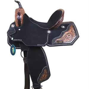 Selle de cheval en cuir véritable de qualité supérieure avec arbre en fibre et quincaillerie en acier inoxydable pour les courses anglaises d'endurance occidentale - Product Image 1