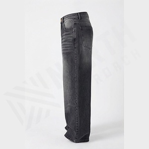 Jeans droits amples et délavés pour hommes, tendance, style streetwear, pantalon baggy hip-hop, style 2025, pantalon durable, personnalisable - Product Image 3