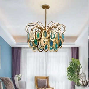 Lustre fantaisiste en métal de feuilles de palmier, un accent botanique de style Hollywood Regency pour les espaces intérieurs pour la salle à manger - Product Image 4