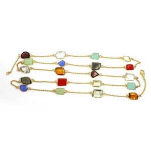 Collier ras du cou en plaqué or incrusté de pierres précieuses multiples - Product Image 5