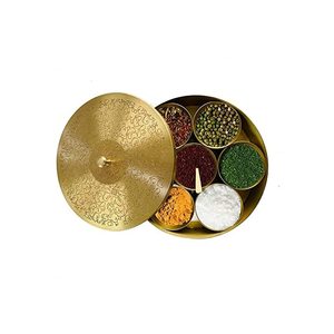 Brass Spice Jar Masala <b>Box</b> for Convenient Storage and Display - Product Image 1